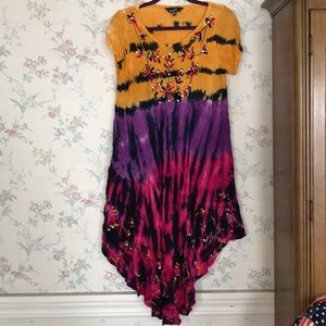 Rayon asymmetrical summer dress Sz Free Plus